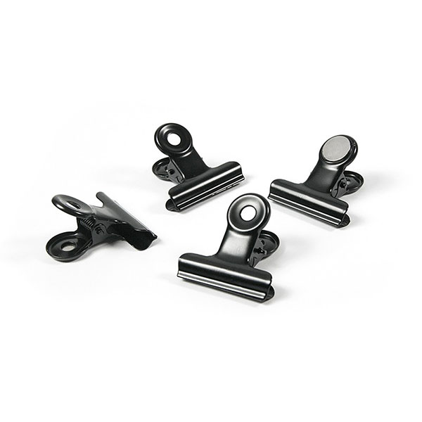 Magnetiske klemmer svart, Bulldog Mini 4-pakk