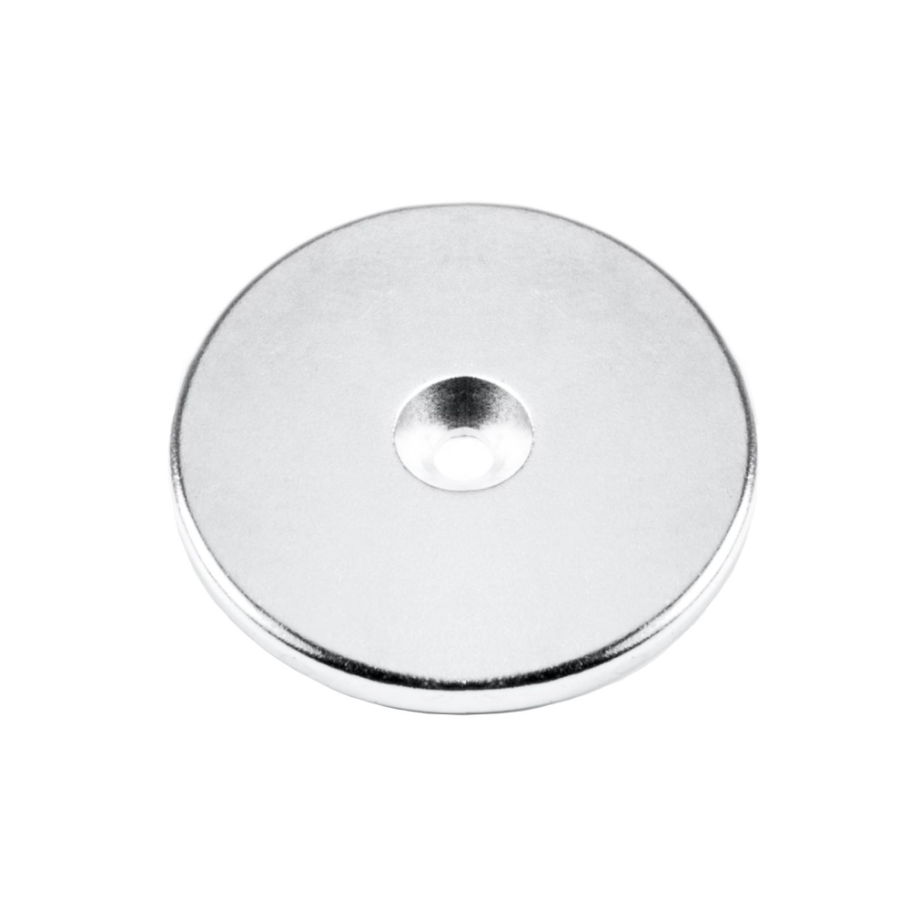 Countersunk supermagnet, 50x4 mm. (neodymium)