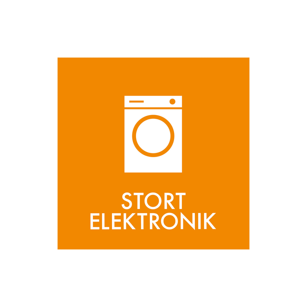 Avfallssortering "stor elektronikk" - magnetskilt 30x30 cm.