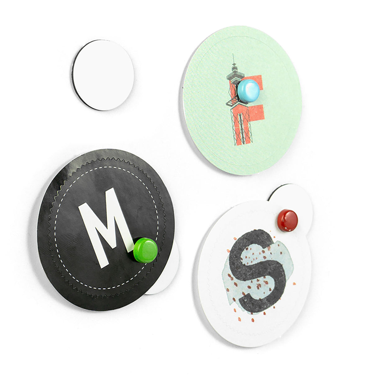 Runde metallplater "FLEX DOT" mini, hvit (28-pakk)