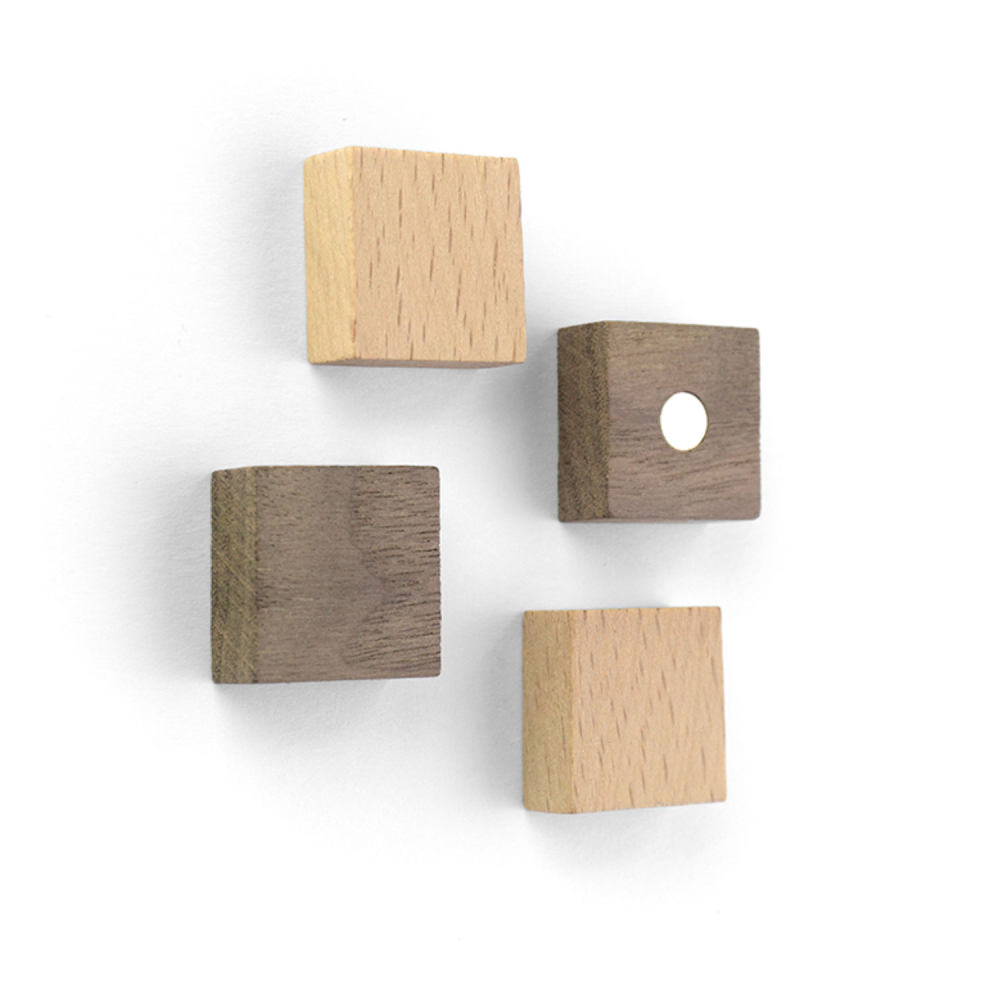 Tre kuber WOOD, 4-pakk - kjøleskapsmagneter